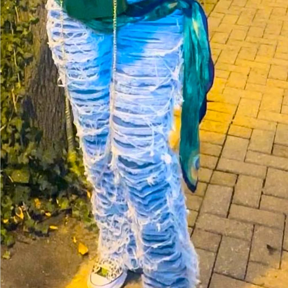 🔥Shredded Blue Denim Distress jeans - Picture 5 of 6